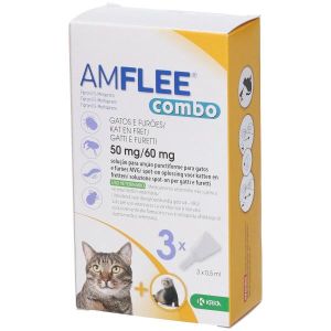Amflee Combo 50mg/60mg  Spot On Antiparassitario per Gatti e Furetti 3 Pipette