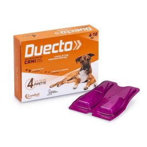 Duecto Spot-on Soluzione 4 Pipette 1,10ml 67mg + 600mg Cani da 4 A 10Kg