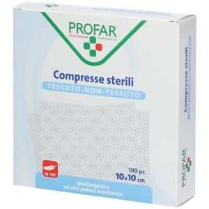 Garza Compressa Tessuto Non Tessuto 10x10 Cm 100 Pezzi Profar