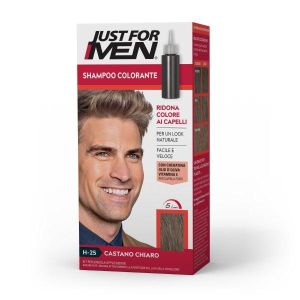 Just For Men Shampoo Colorante H25 Castano Chiaro Attivatore Chiaro 38,5ml + Base Colore 27,5ml