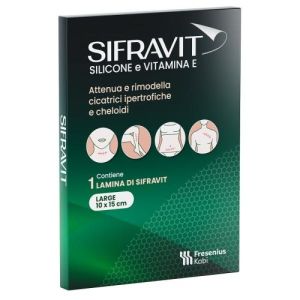 Placca In Silicone e Vitamina e Sifravit Dimensioni 15x10cm. Indicata Nel Trattamento di Cheloidi e Cicatrici Ipertrofiche Conseguenti Adulti Interventi C Hirurgici, Ustioni, e Ferite