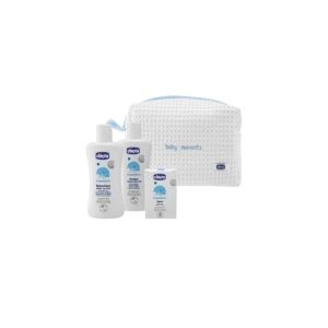Chicco Baby Moments Gift Idea Beauty Case Con Zip Azzurro +0m 3 Pezzi