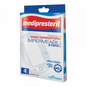 Medipresteril Medicazione Post Operatoria Impermeabile Sterile 10x15cm 4 Pezzi