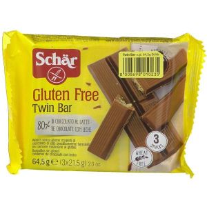 Schar Twin Bar Wafer Senza Glutine Ricoperto di Cioccolato Al Latte 65g