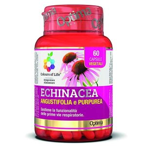 Optima Colours of Life Echinacea Angustifolia e Purpurea Integratore Vie Respiratorie 60 Capsule Vegetali
