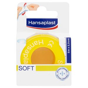 Hansaplast Soft Cerotto Rocchetto, Cerotto Rotolo Morbido per Il Fissaggio di Bende, 5 M X 2.5 Cm