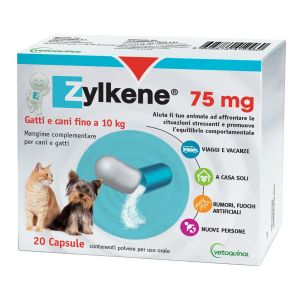 Zylkene 75mg Integratore Problemi Comportamentali Cani e Gatti Fino A 10Kg 20 Capsule