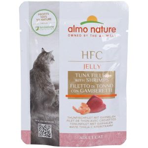 Almo Nature Hfc Jelly Filetto di Tonno e Gamberetti Cibo Umido per Gatti Adulti Busta 55g