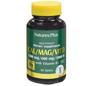 Nature's Plus Cal/mag/d3 1200 Mg/600 Mg/1000iu i 100 Mcg di Vitamina K2 Vaniglia 90 Tavolette