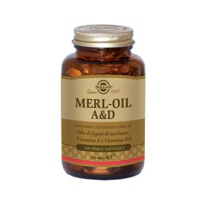 Solgar Merl-Oil A&D Integratore di Olio di Fegato di Merluzzo 100 Perle