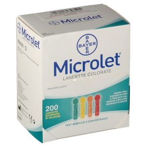 Bayer Microlet Lancette Pungidito Colorate 200 Pezzi