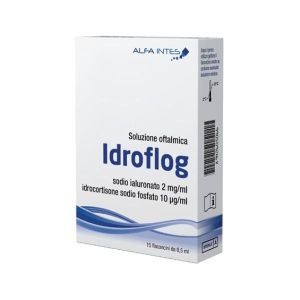 Soluzione Oftalmica Idroflog A Base di Ialuronato di Sodio e Idrocortisone Sodio Fosfato 15 Flaconcini da 0,5ml
