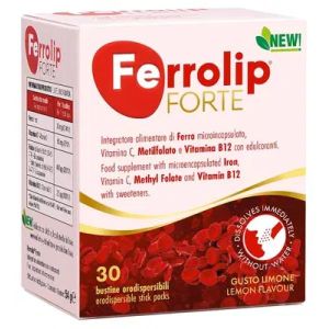 Ferrolip Forte 30 Bustine Orodispersibili Gusto Limone i Edulcoranti New