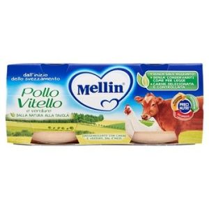 Mellin Omogeneizzati Di Carne Pollo E Vitello Con Verdure 2x80g