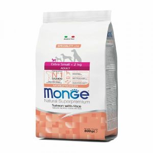 Monge Salmone e Riso Cibo Secco per Cani Adulti Taglia Molto Piccola Sacco 800g
