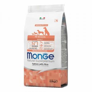 Monge Salmone e Riso Cibo Secco per Cani Adulti Sacco 2,5Kg