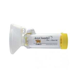 Aerochamber Plus Flow-vu Giallo Camera Di Inalazione Pediatrica Da 1 A 5 Anni