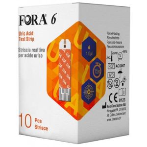Strisce Reattive Fora 6 Connect per Rilevazione Dell'acido Urico 10 Pezzi