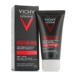 Vichy Homme Trattamento Anti -eta&apos; Structure Force Viso + Occhi i Acido Salicilico e Ialuronico Ristrutturante per Pelle Piu&apos; Tonica 50ml