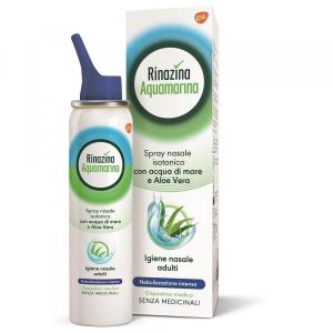Rinazina Aquamarina Spray Nasale Isotonico Intenso Lavaggio Nasale Acqua di Mare e Aloe Vera 100ml