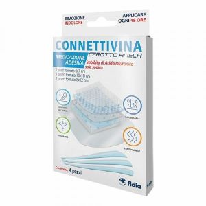 Cerotto Connettivina Hitech 4 Misure Miste 2 Pezzi 6 X 7 Cm + 1 Pezzo 10 X 10 Cm + 1 Pezzo 8 X 12 Cm