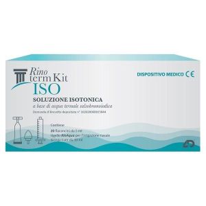 Rinoterm Kit Iso 20 Flaconcini da 5ml + Ugello Rinaqua per Irrigazione Nasale + Siringa da 10ml