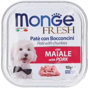 Monge Fresh Paté Bocconcini i Maiale Cibo Umido per Cani Adulti 100g