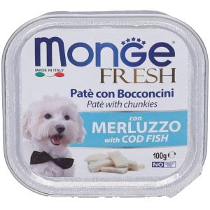 Monge Fresh Paté Bocconcini i Merluzzo Cibo Umido per Cani Adulti 100g