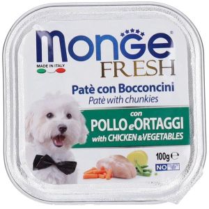 Monge Fresh Paté Bocconcini i Pollo e Verdure Cibo Umido per Cani Adulti 100g