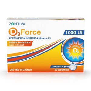 Zentiva D3 Force Integratore per Ossa e Muscoli 1000 Ui 60 Compresse