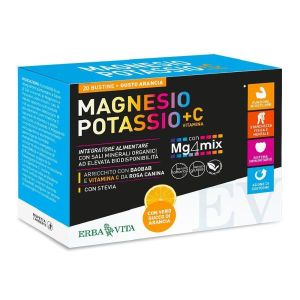Erba Vita Magnesio e Potassio + Vitamina C Integratore Gusto Arancio 20 Bustine