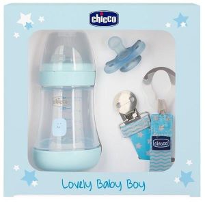 Chicco Set Lovely Baby Boy Biberon+gommotto+clip Succhietto 0m+