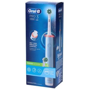 Oral-b Pro 3 Blue Crossaction Spazzolino Elettrico i Sensore di Pressione Dello Spazzolamento + 1 Testina