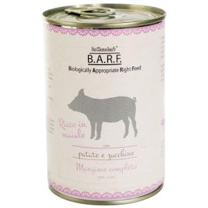 Barf Menu Completo Cibo Umido Trito di Maiale i Patate e Zucchine per Cani Lattina 400g