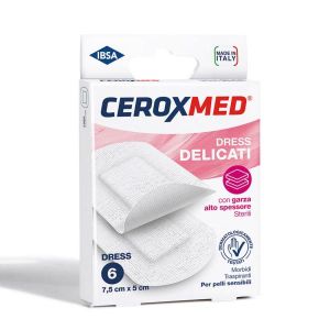 Dress Delicati Ceroxmed i Garza Alto Spessore per Pelli Sensibili 7,5x5cm 6 Pezzi