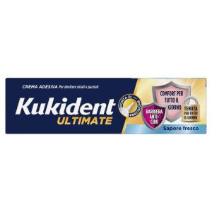 Kukident Ultimate Barriera Anti-cibo Crema Adesiva per Dentiere Totali e Parziali Sapore Fresco 40g