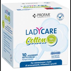 Ladycare Assorbenti Cotton Ipoallergenici Notte i Ali 10 Pezzi Profar