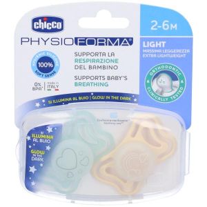 Chicco Succhietto Light Lumi Silicone 2 Pezzi 2-6 Mesi