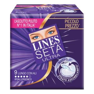 Lines seta ultra lungo con ali assorbente per flussi intensi 9 pezzi