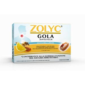 Zolyc Gola Miele Limone 30 Pastiglie i Edulcorante Senza Zuccheri Senza Glutine Naturalmente Privo di Lattosio