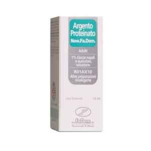 Argento Proteinato New Fadem  1% Gocce Nasali e Auricolari 10 ml