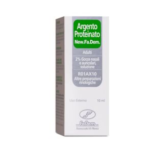 Argento Proteinato New Fadem  2% Gocce Nasali e Auricolari 10 ml