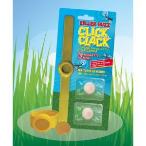 Killer buzz Click Clack Braccialetto Anti Zanzare con Due Ricariche