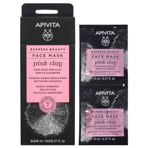 Apivita maschera viso detersione delicata con argilla rosa 2 bustine