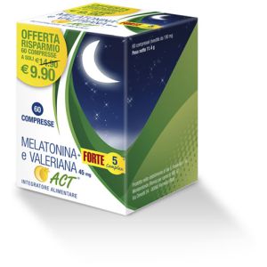 Melatonina + Forte 5 Complex E Valeriana Act Integratore 60 Compresse