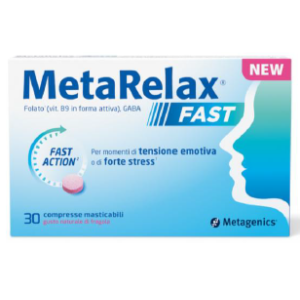 Metarelax Fast 30 Compresse Masticabili Gusto Naturale di Fragola Senza Glutine Senza Lattosio