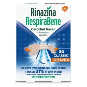 Rinazina Respirabene Cerotti Nasali Classici Grandi Carton 30 Pezzi