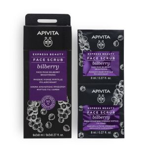 Apivita express beauty scrub viso illuminante mirtillo 2x8ml