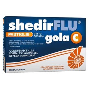 Shedirflu Gola C Arancia 30 Pastiglie i Edulcorante Senzazuccheri Senza Glutine Naturalmente Privo di Lattosio
