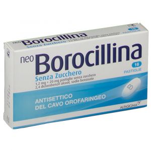 Neoborocillina Senza Zucchero 1,2mg + 20mg Antisettico 16 Pastiglie